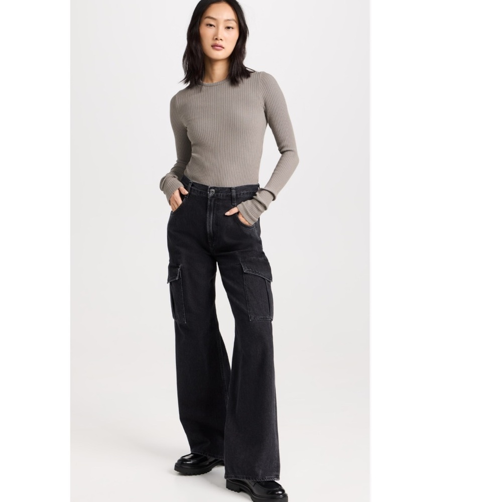 Agolde Black Wide-Leg Cargo Jeans